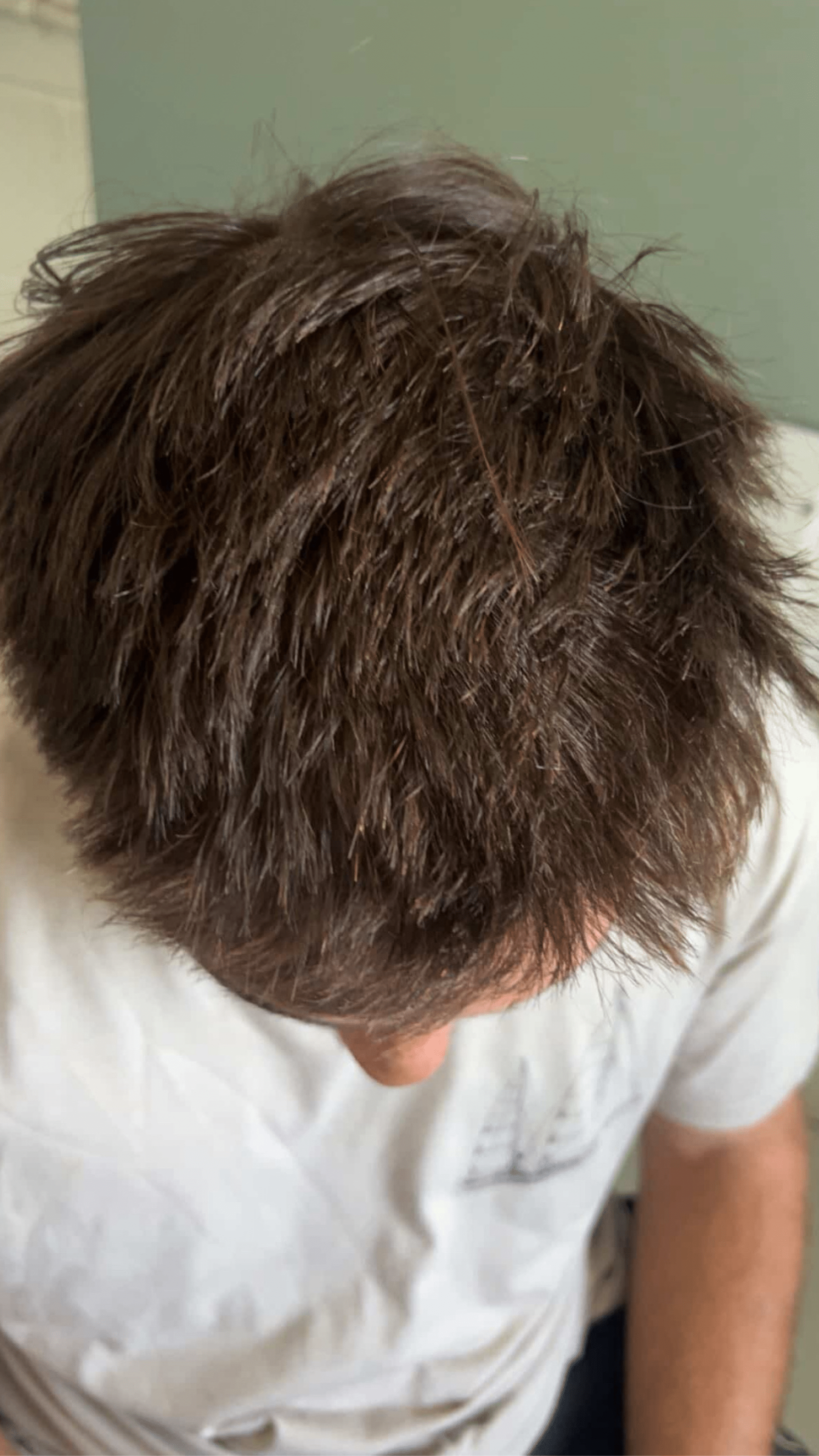 Close-up of a males results from using Bouf.